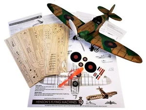 HENSONS 001. Spitfire, Balsa & Tissue, Rubber Power Kit. 22in / 550mm Wingspan - Picture 1 of 12