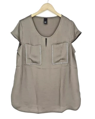 B.C. Damen BLUSE Longbluse Satin Größe 44 taupe Abendmode NEU B37 - Bild 1 von 2