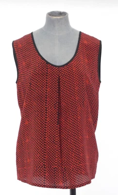 Жилет Nicole Farhi топ майка шелк черный красный с принтом в горошек абстрактный размер Великобритания 8 - Изображение 1 из 4