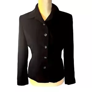 Jennifer Moore Button Up Shacket Petites Black Blazer Size 6P - Picture 1 of 7