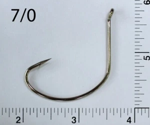 PAQUETE DE 25 ganchos de pesca offset níquel calvo talla 7/0 TACKLEWORKS doblados ojos hacia arriba - Imagen 1 de 2