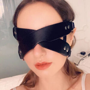 Women Blindfold PU Leather Punk Cosplay Eye Masks Valentine Day Eyemask Costume