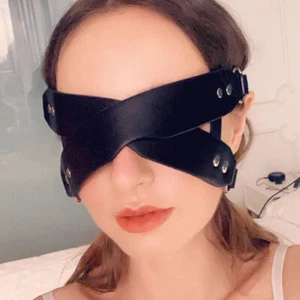 Sexy Women Blindfold PU Leather Punk Cosplay Eye Masks Valentine Day Eyemask - Picture 1 of 10