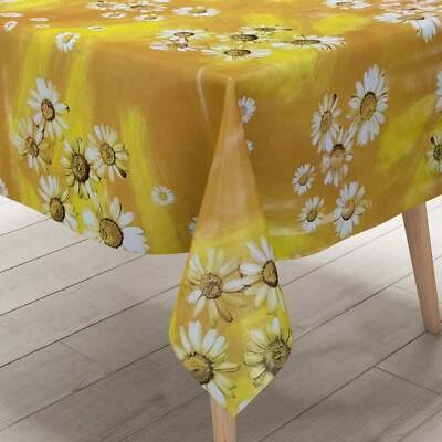 Wachstuch Tischdecke KE11610 terracotta Margeriten Frühjahr eckig rund oval - Bild 1 von 2