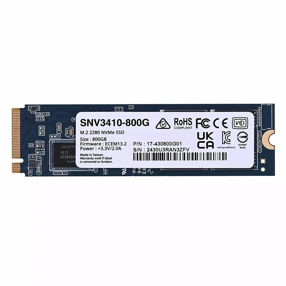 Synology SNV3410-800G internal solid state drive M.2 800 GB PCI Ex - Image 1 of 1