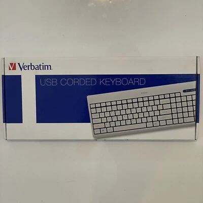 Verbatim 99377 White NEW USB WIRED Corded USB PC/Mac Computer Keyboard RARE - Image 1 of 4