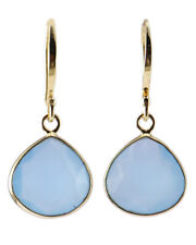 925 sterling silver Blue chalcedony gemstone 1 micron gold plated Earrings
