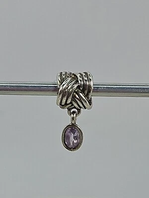 Authentic Pandora Tied Together Amethyst Dangle Charm #790476PAM - Image 1 of 4