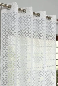 Transparent Net Curtains for Window 5 Feet Long Pack of 2 White - Picture 1 of 6