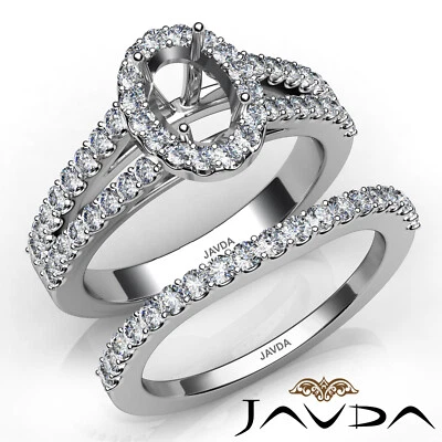 U Prong Diamond Engagement Semi Mount Ring Oval Bridal Set 14K White Gold 1.25Ct - Image 1 of 4