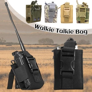 Camo Tactical Radio Pouch Hunting Walkie Talkie Holder Outdoor Radio Bag - Picture 1 of 16