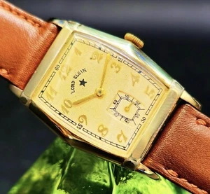 Vintage LORD ELGIN 1950'S Art Deco Manual Wind Men's Watch W/ Superb Design !! - Picture 1 of 2