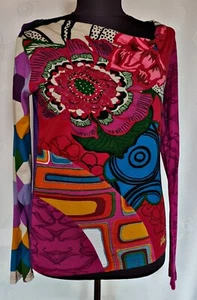 AUTHENTIC DESIGUAL EMBROIDERY LOGO POP ART WOMEN'S TUNIC BLOUSE-SIZE:US 8/EU 36 - Picture 1 of 9