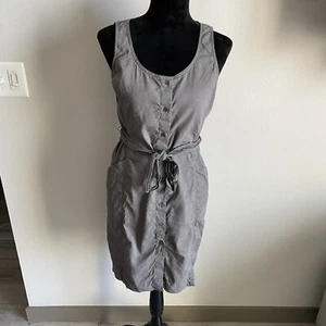 Eileen Fisher Sleeveless Linen Blend Italian Fabric With Belt Tie And Pockets PS - Picture 1 of 8