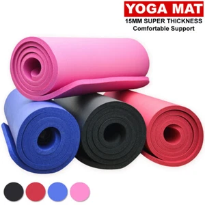 Yoga Mat 15mm Thick Gym Exercise Home Fitness Physio Pilate Workout Non Slip NBR - Picture 1 of 21