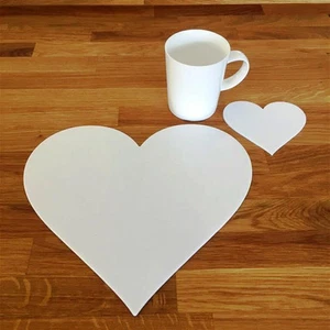 Heart Placemats & Coasters - Many Gloss Colour Choices - Bespoke Made - Picture 1 of 5