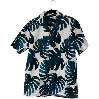 Club Monaco Mens Button Up Shirt Size L Chemise Tropical Leaf Slim Fit Beach NWT - Image 1 of 4