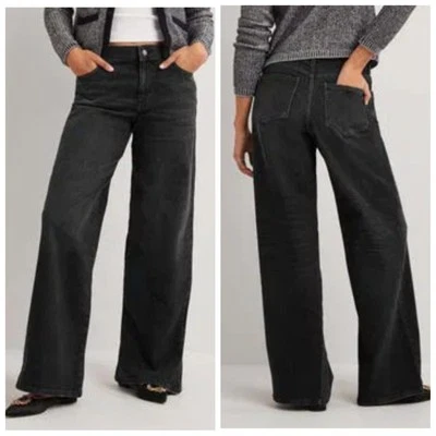 Pantalones de mezclilla Boden negros de tiro bajo de pierna ancha nuevos con etiquetas talla 14 Petite ¡ESTILO AGOTADO! Foto 1 de 4