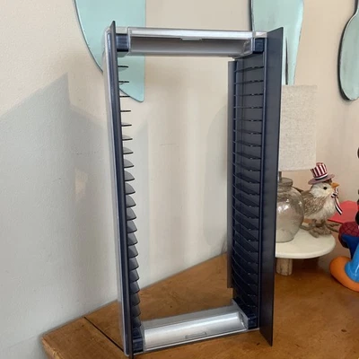 Blue 22 Dvd Tower Rack Storage Holder Organizer Future Post Modern Atlantic VTG - Image 1 of 4