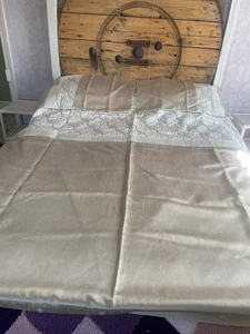 Dunelm Double Quilt Cover & 2 Pillowcases Gold/Ivory/Cream Satin Effect - Picture 1 of 5