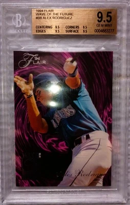 1994 Flair Alex Rodriguez Wave Of The Future #8 SP RC rookie BGS Quad 9.5 Gem - Image 1 of 4