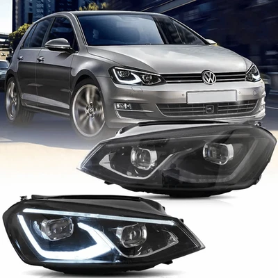 Voll LED Scheinwerfer Set Schwarz für Golf 7 VII 2013–2017 mit Welcome Light - Bild 1 von 4
