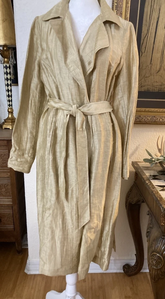 Gabardina CHICO’S dorada ligera mezcla de lino arrugado talla 0 (4/6) Foto 1 de 4