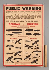 RARE Antique WWI British & German Airplane Zeppelin Silhouette Identification - Bild 1 von 10