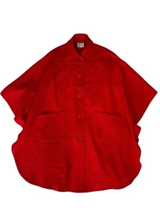 Pendleton Vintage Cape Poncho Style Red Virgin Wool Coat O/S One Size Womens - Picture 1 of 8