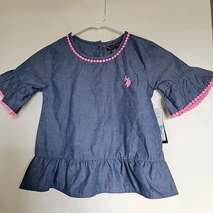 US Polo Assn Girls Top Tunic Size 5 Lightweight Denim NEW - Picture 1 of 3