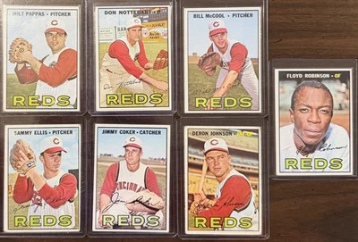 1967 Topps Cincinnati Reds vintage lot (7) Johnson, Coker, Ellis, McCool, Pappas - Image 1 of 4