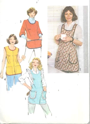 Vintage Women's Full Cover Apron Smock with Pockets Sewing Pattern UNCUT 1970's - Image 1 of 2