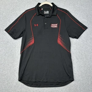 Louisiana Ragin' Cajuns Shirt Mens S Black NCAA Polo Loose HeatGear Under Armour - Picture 1 of 10