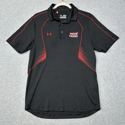 Louisiana Ragin' Cajuns Shirt Mens S Black NCAA Polo Loose HeatGear Under Armour - Image 1 of 4