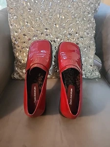 ENZO ANGIOLINI Loafer Shoes Red Patton Leather Womens 9.5 N OR 9M - Picture 1 of 10