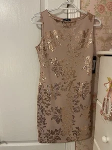 Bebe Medium Length Pink With Gold Sparkle Floral Pattern - Picture 1 of 4