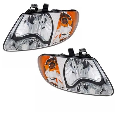 For 01-07 Caravan/Voyager w/ 113" Wheelbase Headlight Headlamp w/Bulb SET PAIR - Image 1 of 4