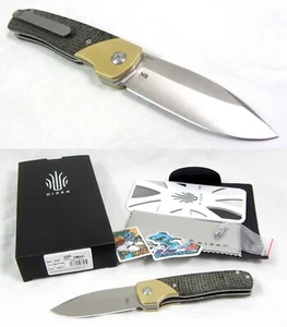 Kizer Gavel Classic Gentlemen Folding Flipper Knife 154CM Brass Micarta Handle - Picture 1 of 12