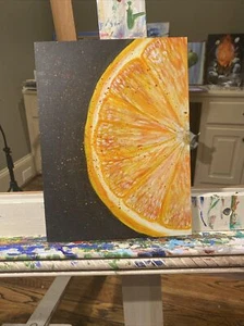 9/12 Acryl Gemälde auf Leinwand Tafel, abstrakt, orange - Bild 1 von 22