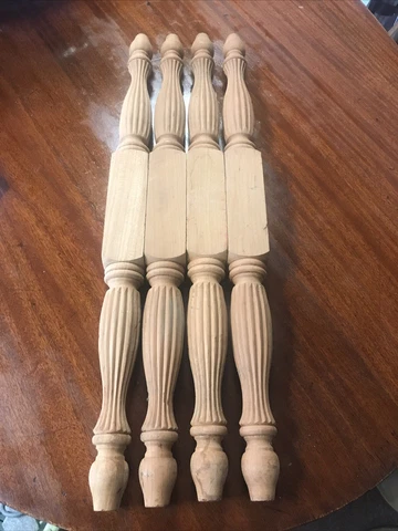 Set of 4  Wooden Table/ Bench Legs Repurpose Parts Salvage 25-1/2” L Never Used Cover
