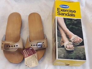 Sandalias de Ejercicio Dr Scholl’s Originales De Colección Años 80 Madera Cuero Slides Talla 7 - Imagen 1 de 10