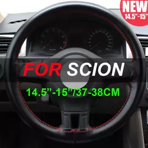 2024 NEW15" Black & Red DIY Steering wheel Cover Genuine Leather for SCION - Bild 1 von 10