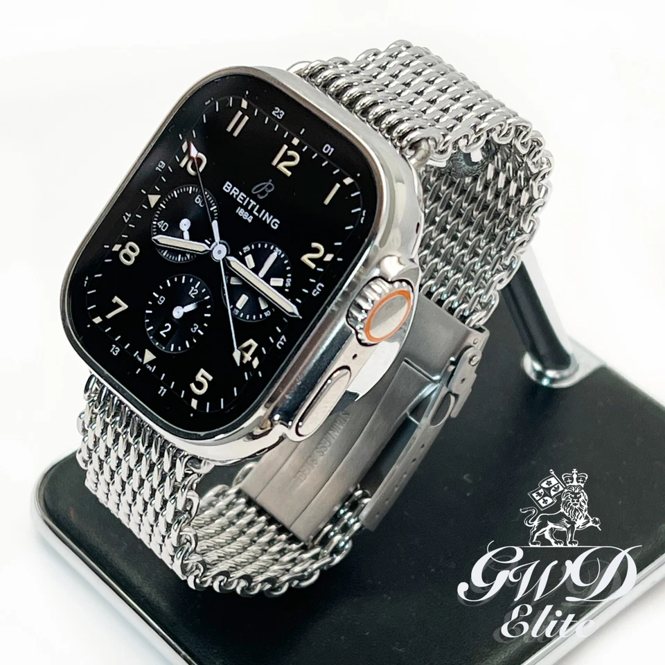PolishedApple Watch Ultra 2 Titanium 49mm with 23mm Breitling Style Mesh Band - Image 1 of 4