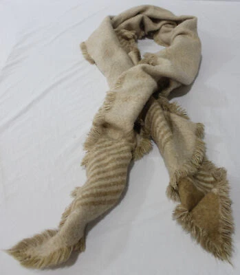 Ann Taylor Women's Fringe Hem Blanket Shawl Wrap Scarf AC9 Beige One Size  - Image 1 of 3