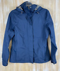 Lands' End Women's Size M/P 10-12 Navy Blue Rain Coat Jacket With Hood