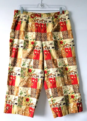 Pantalones capri vintage Stonebridge para mujer multicolor retazos como tiro alto 14P Foto 1 de 4