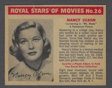 1950 Royal Stars of Movies F291-3 Trading Card #26 Nancy Olson