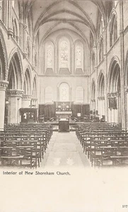 Interior Of New Shoreham Church  - Unused B&W Postcard - Picture 1 of 2