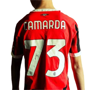 Francesco Camarda 73 AC Milan 2024-2025 | Match-Issued Signed Football Shirt - Picture 1 of 12