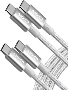 Anker 333 USB C to USB C Cable 100W Type C Fast Charging 6ft Nylon Braided 2-Pcs - Picture 1 of 7